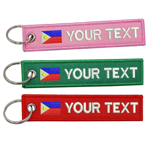 Personalized Keychain 'Philippine Flag' Embroidered Velcro Patch