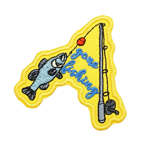 Fish 'Gone Fishing' Embroidered Velcro Patch