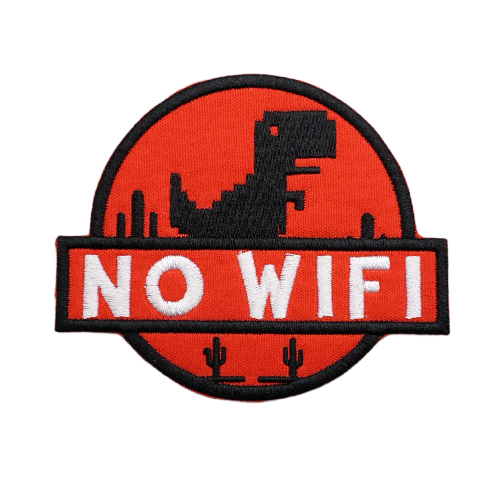Dinosaur 'No Wifi' Embroidered Velcro Patch
