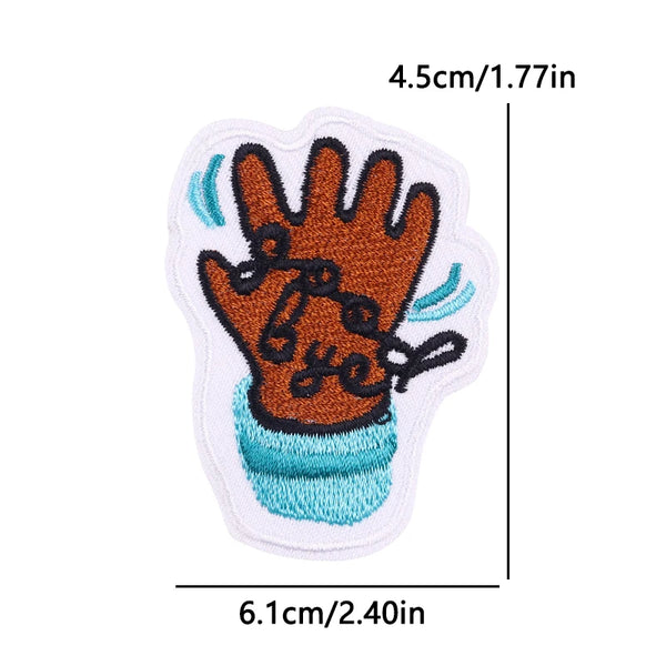 Waving Hand 'Goodbye' Embroidered Patch