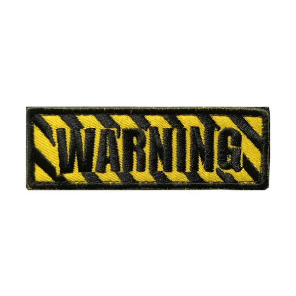 Warning Sign 'Warning' Embroidered Velcro Patch