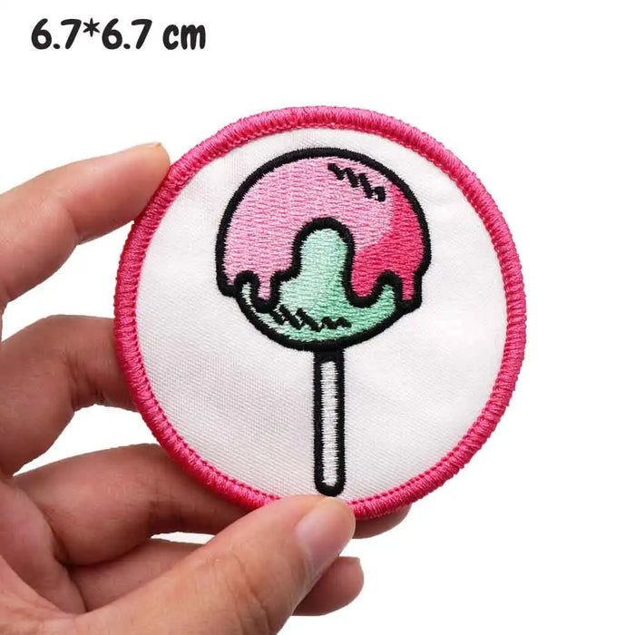 Cute 'Melting Lollipop | Round' Embroidered Patch