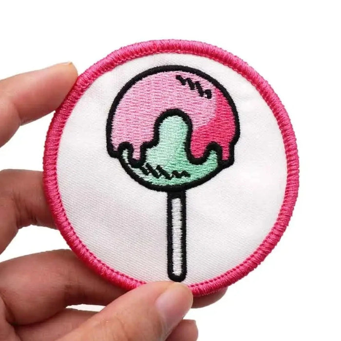 Cute 'Melting Lollipop | Round' Embroidered Velcro Patch