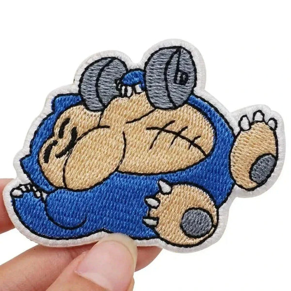 Pocket Monster 'Snorlax | Flexing Muscles' Embroidered Velcro Patch