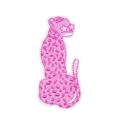 Pink Leopard 'Star Eyes' Embroidered Patch