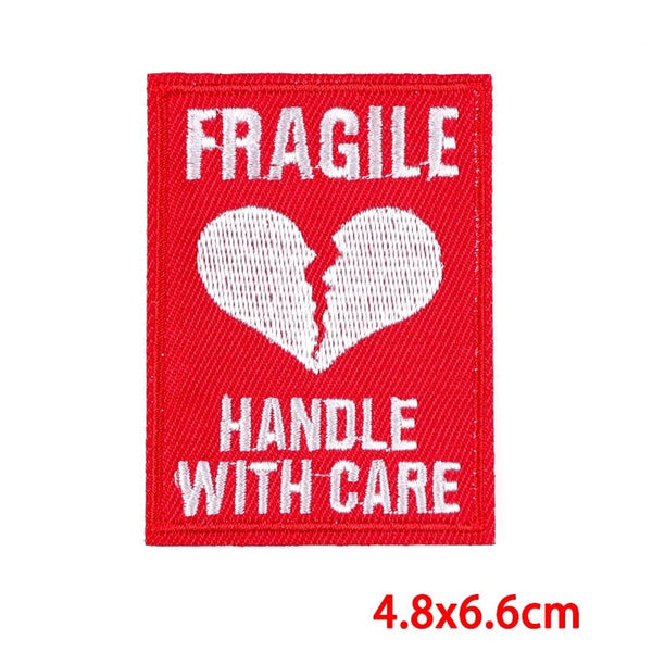 Fragile Heart 'Handle With Care' Embroidered Patch