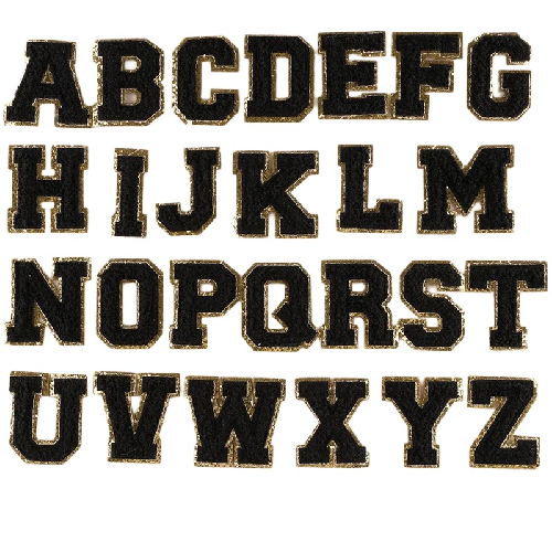 A-Z Letters 'Black' Embroidered Patch