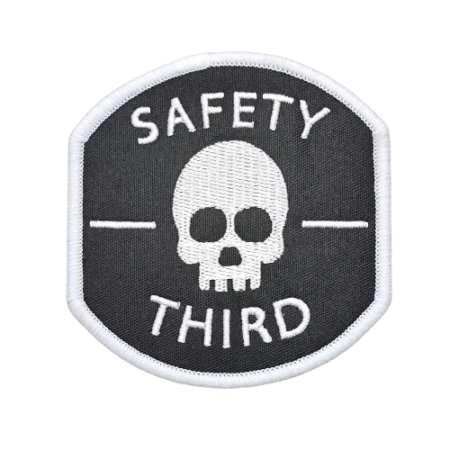 Skull 'Safety Third' Embroidered Velcro Patch