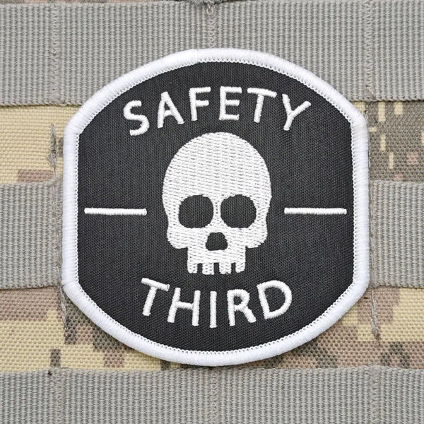 Skull 'Safety Third' Embroidered Velcro Patch