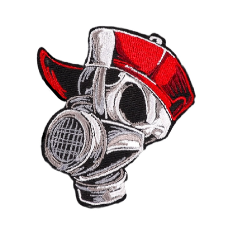 Skull 'Gas Mask and Red Hat' Embroidered Patch