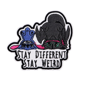 Stitch and Toothless ‘Stay Different Stay Weird' Embroidered Patch