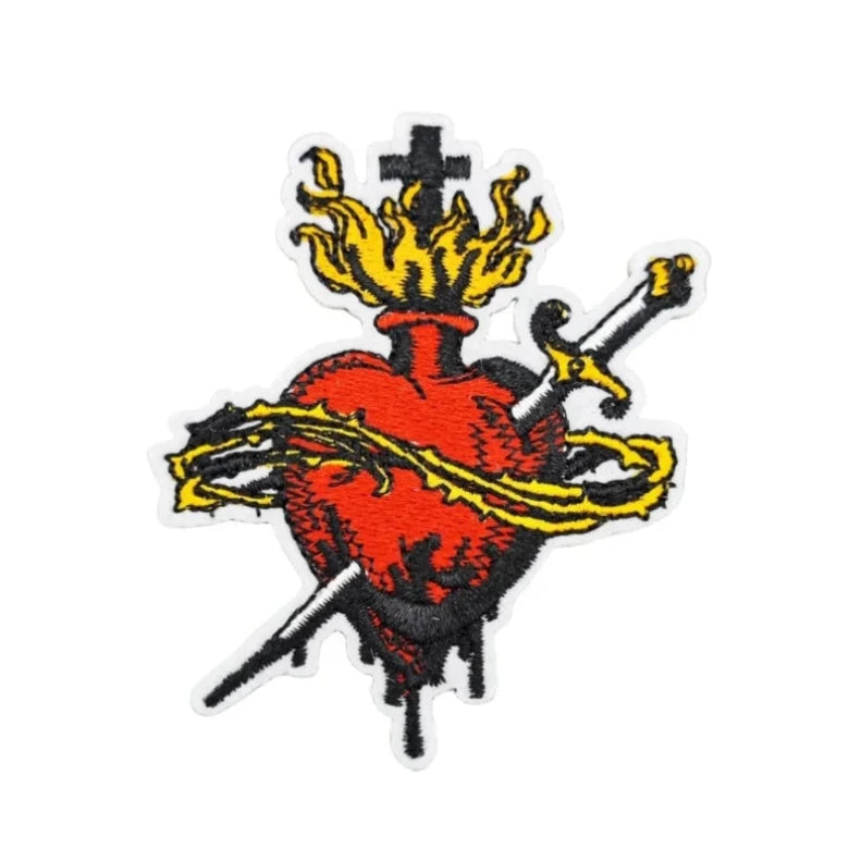 Sacred Heart 'Stabbed' Embroidered Patch
