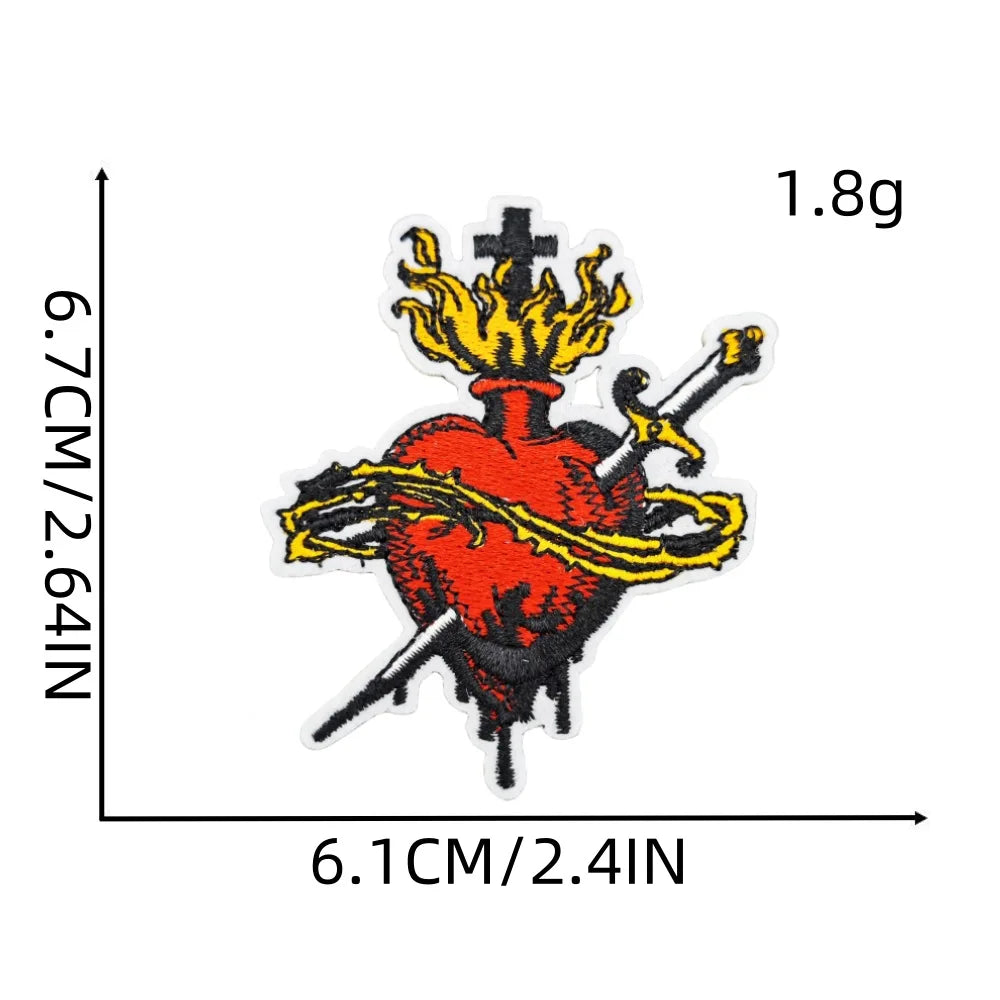 Sacred Heart 'Stabbed' Embroidered Patch