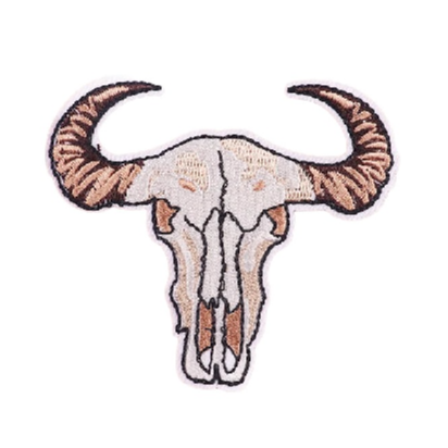 Bull Skull Embroidered Patch