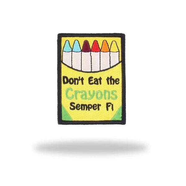 Don't Eat The Crayons Embroidered Velcro Patch