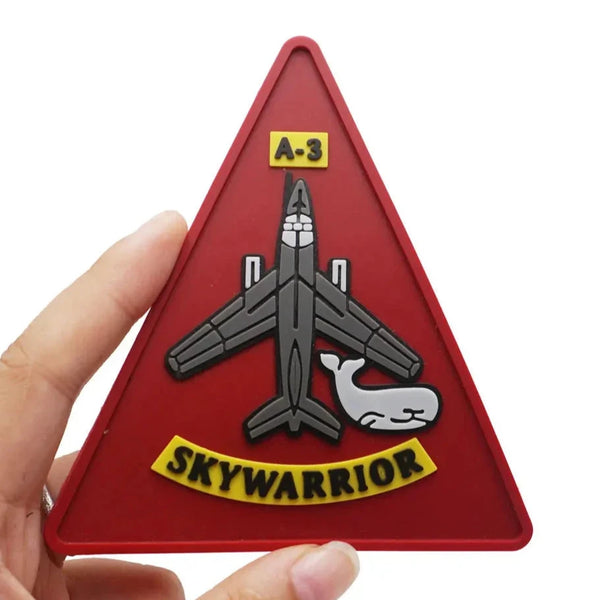 Military Tactical 'A-3 Skywarrior Red Triangle' PVC Rubber Velcro Patch