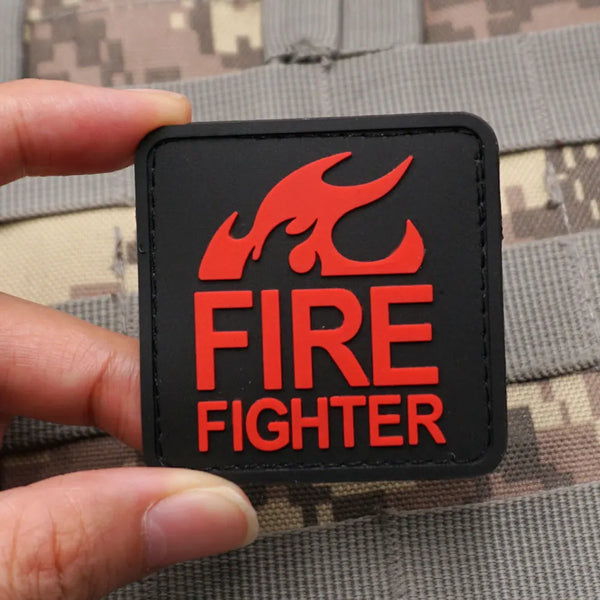 Fire Fighter 'Square' PVC Rubber Velcro Patch