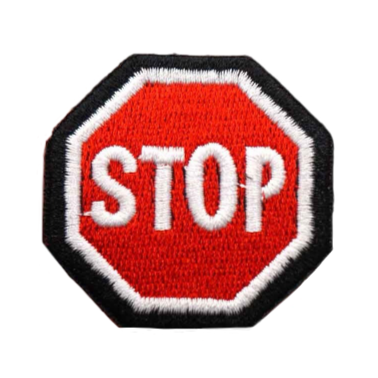 Warning Sign 'Stop' Embroidered Velcro Patch