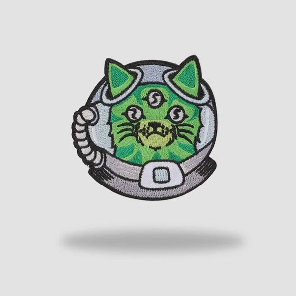 Cute 'Three Eyed Space Cat' Embroidered Velcro Patch