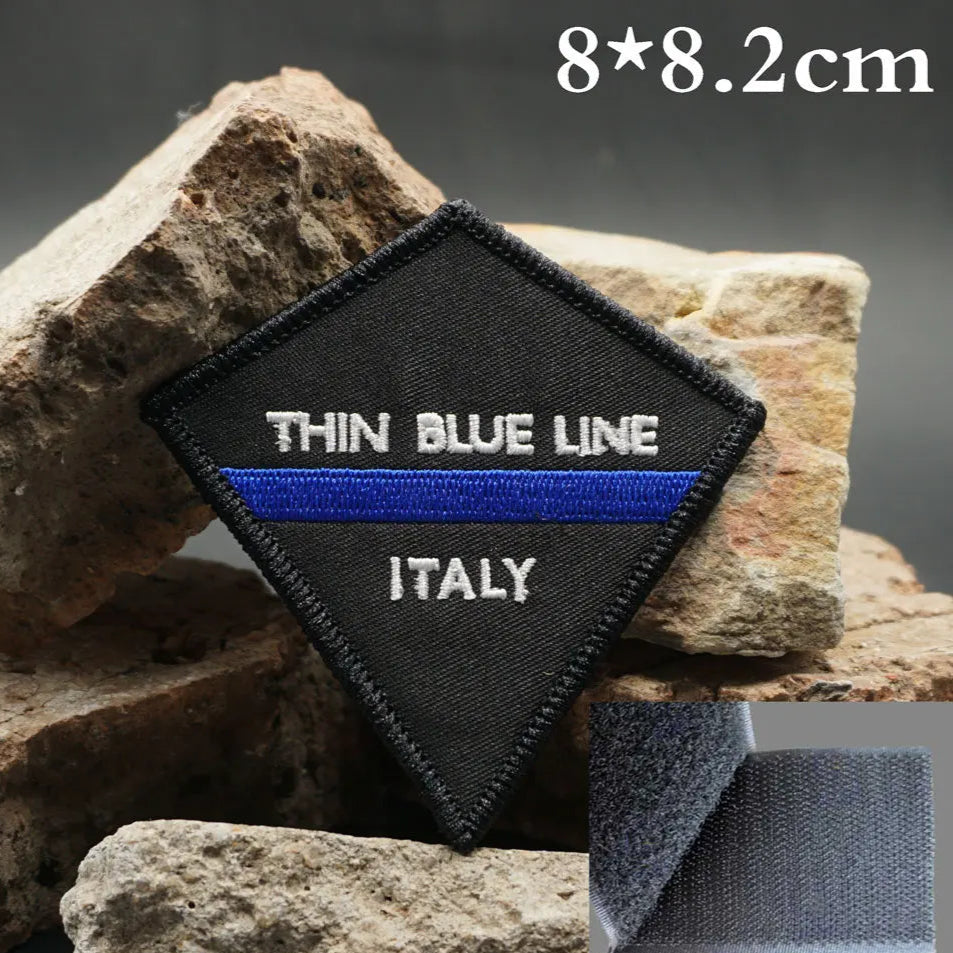 Italy 'Thin Blue Line' Embroidered Velcro Patch
