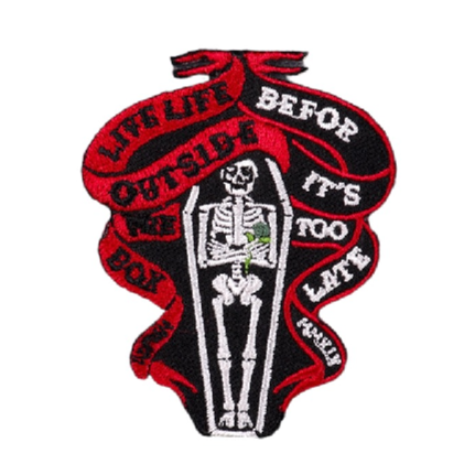 Skeleton 'Live Life Outside The Box' Embroidered Patch