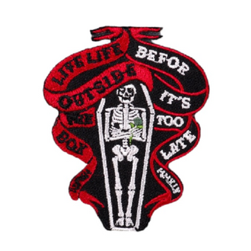 Skeleton 'Live Life Outside The Box' Embroidered Patch