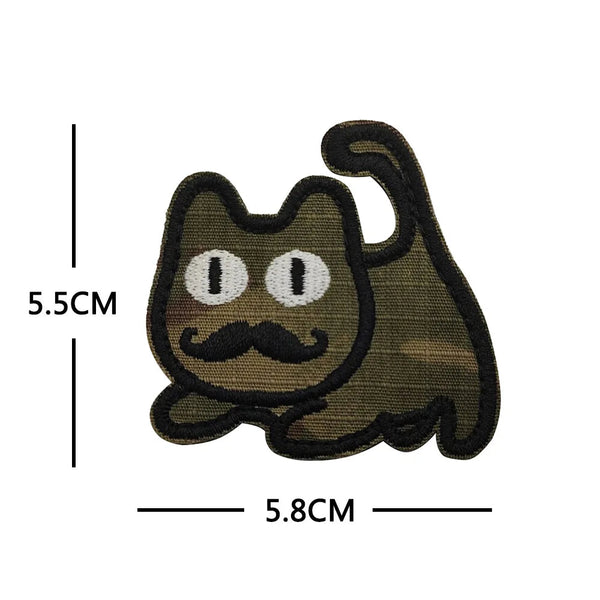 Cute Cat 'Mustache 1.0' Embroidered Velcro Patch