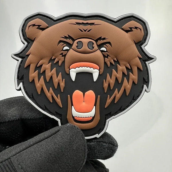 Bear Head 'Angry' PVC Rubber Velcro Patch