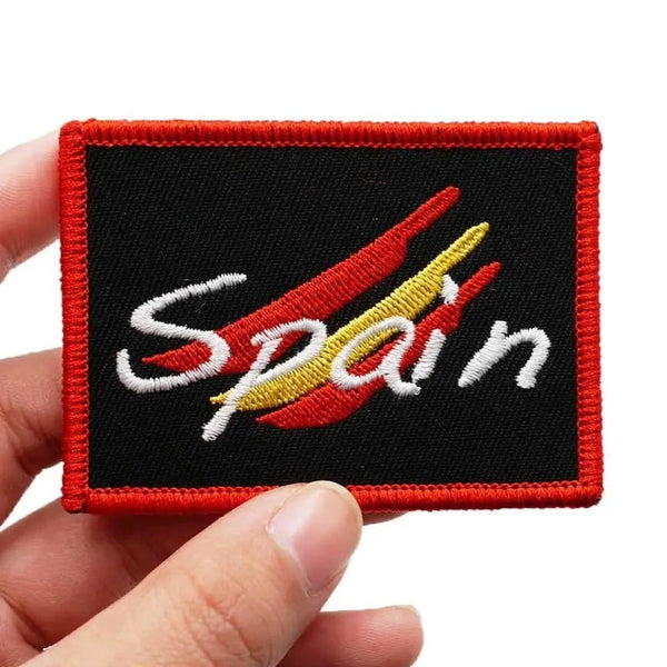 Spain Flag 'Brush Stroke | Square' Embroidered Velcro Patch