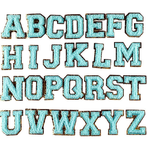 A-Z Letters 'Light Blue' Embroidered Patch