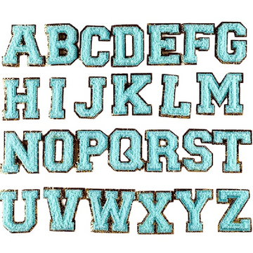 A-Z Letters 'Light Blue' Embroidered Patch