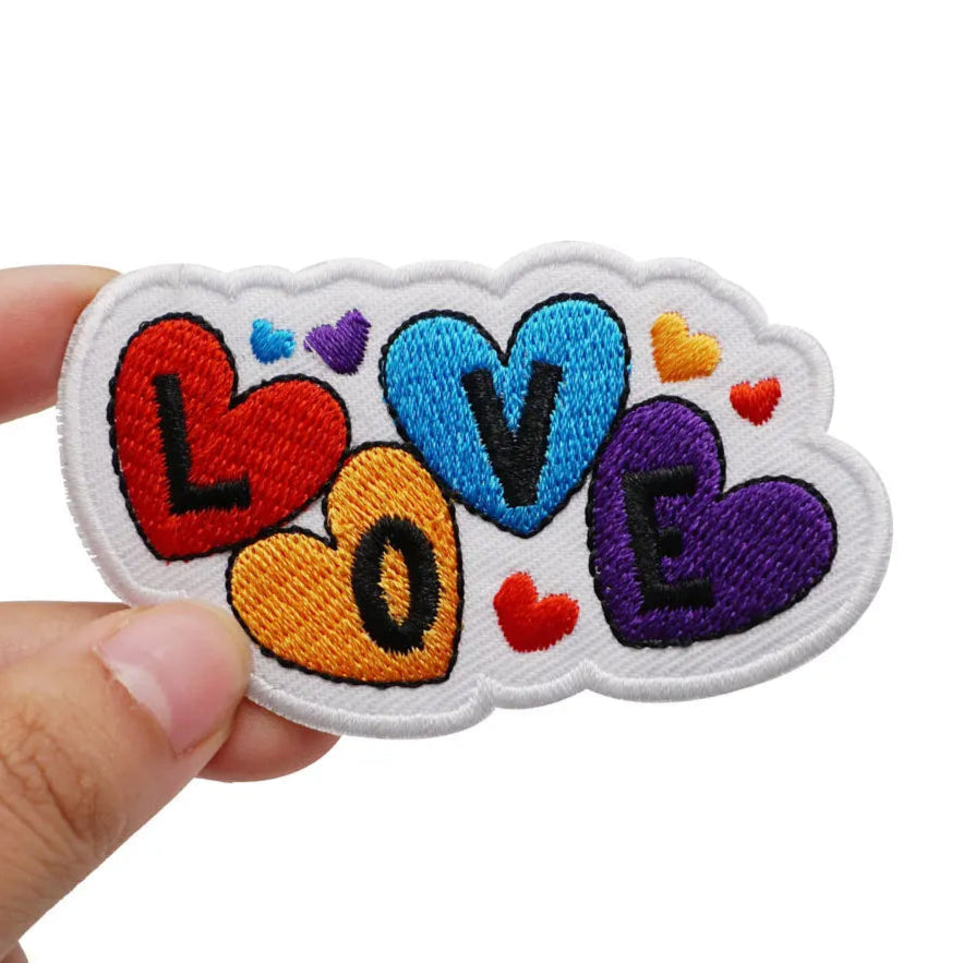 Cute 'Love Heart' Embroidered Velcro Patch