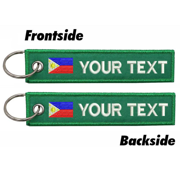 Personalized Keychain 'Philippine Flag' Embroidered Velcro Patch