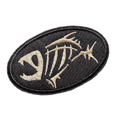 Fish Bone 'Oval' Embroidered Velcro Patch