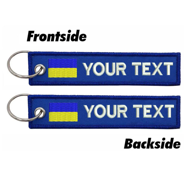 Personalized Keychain 'Ukraine Flag' Embroidered Velcro Patch