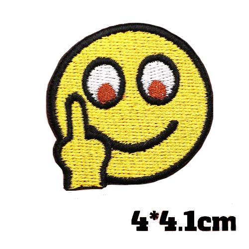 Smiley Emoji 'F U' Embroidered Velcro Patch