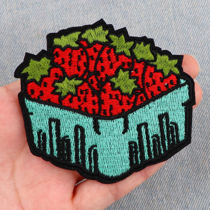 Food 'Strawberries In A Box' Embroidered Patch