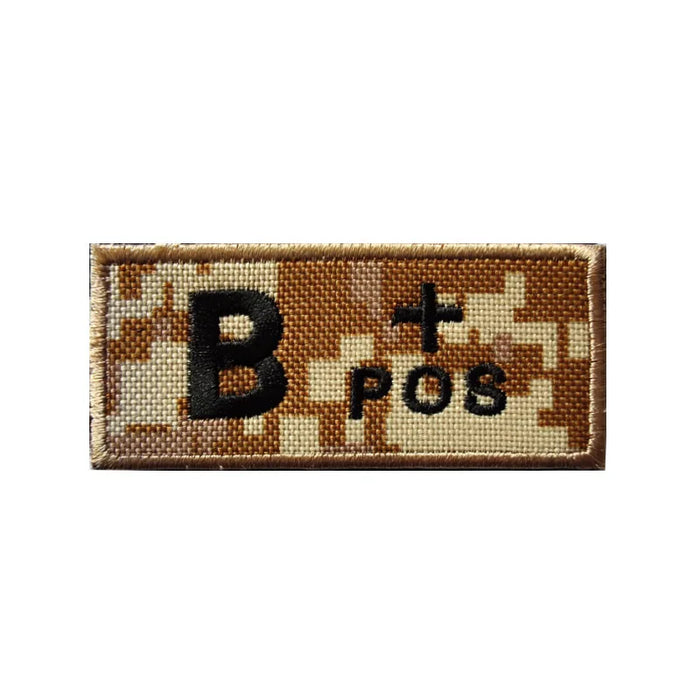 Blood Type 'B Positive | Camouflage' Embroidered Velcro Patch