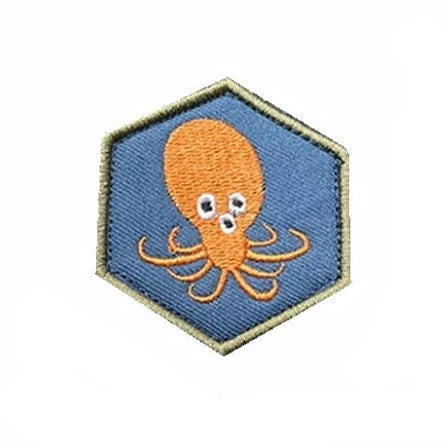 Octopus 'Orange Kraken' Embroidered Velcro Patch