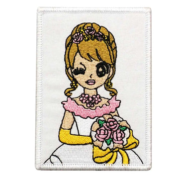 Cute 'Bride Portrait | Square' Embroidered Velcro Patch