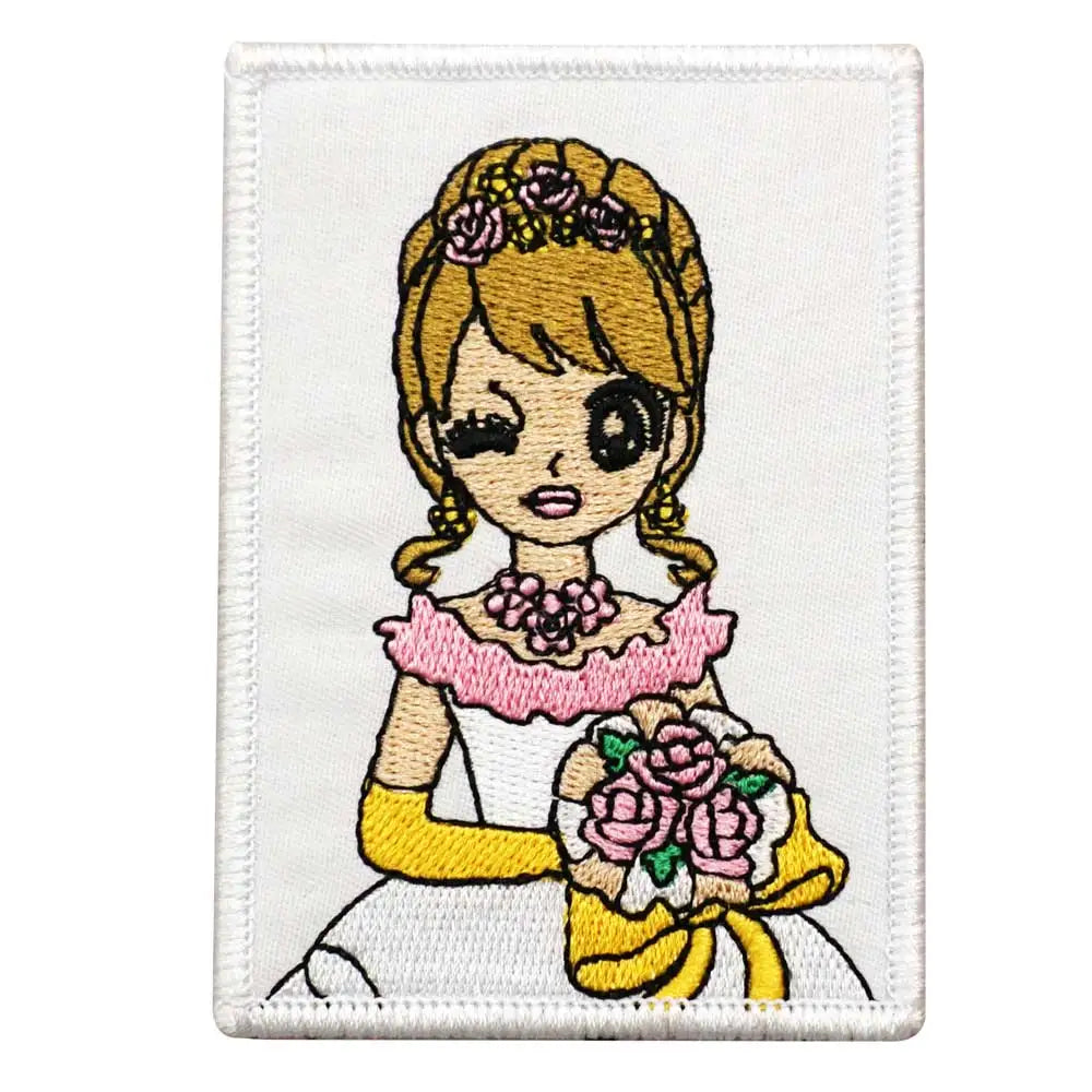 Cute 'Bride Portrait | Square' Embroidered Patch
