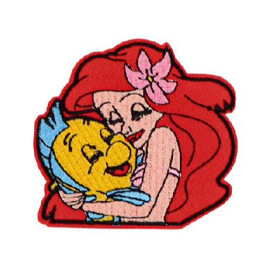 The Little Mermaid ‘Ariel Hugging Flounder’ Embroidered Patch