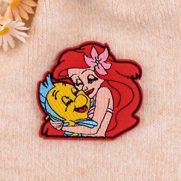 The Little Mermaid ‘Ariel Hugging Flounder’ Embroidered Patch