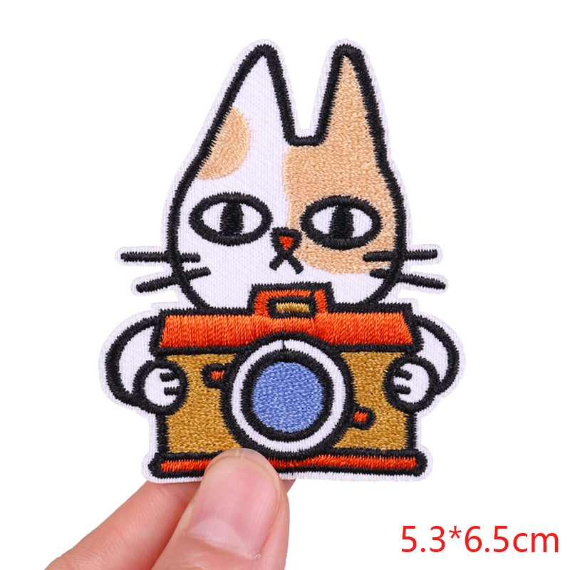 Cute Cat 'Holding Camera' Embroidered Patch