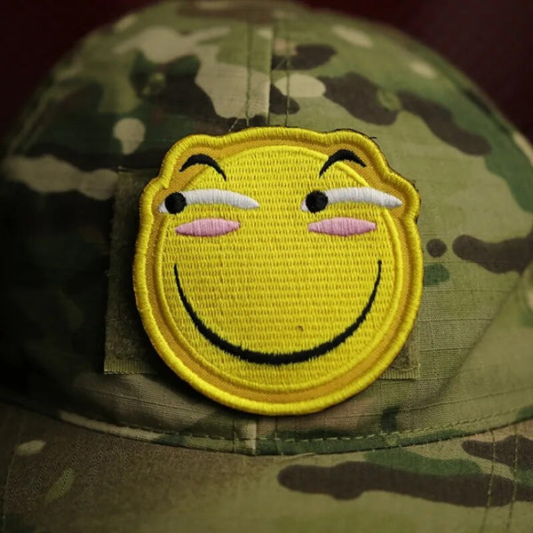 Funny Emoji 'Side Look' Embroidered Velcro Patch