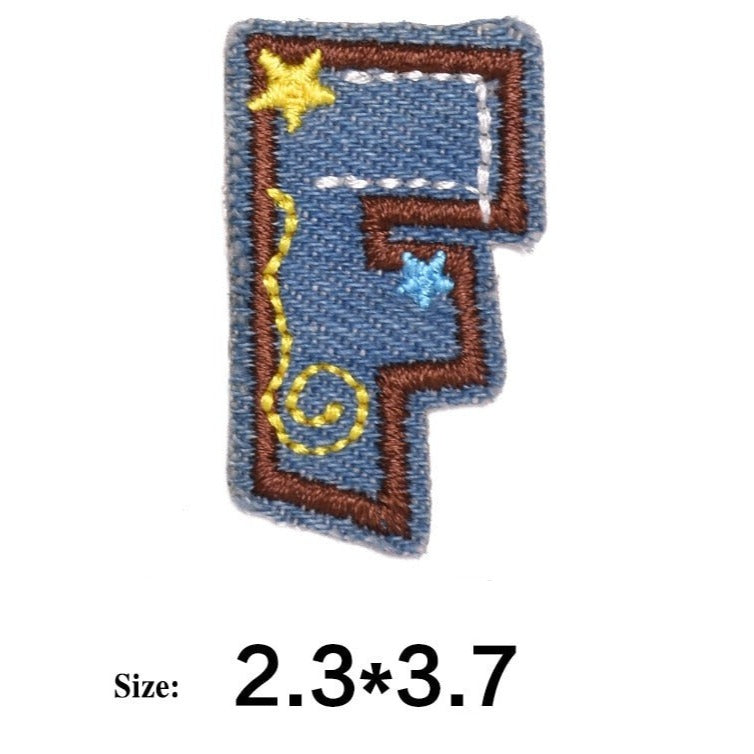 Letter F 'Denim Letter' Embroidered Patch