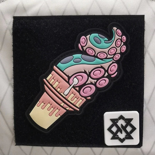 Cute 'Octopus Ice Cream' PVC Rubber Velcro Patch