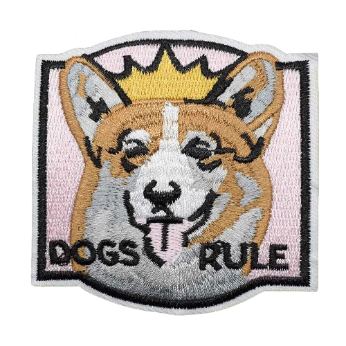 Crowned Dog 'Dogs Rule' Embroidered Patch