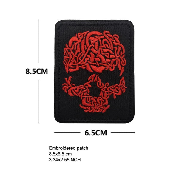 Viking Skull Embroidered Velcro Patch