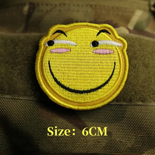 Funny Emoji 'Side Look' Embroidered Velcro Patch